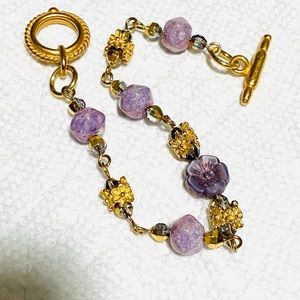 Plus Size Bracelet 8-1/4” long Purple Beads Unique One of a Kind